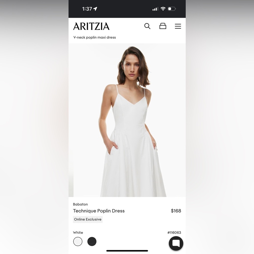 Aritzia Babaton White Technique Poplin Dress